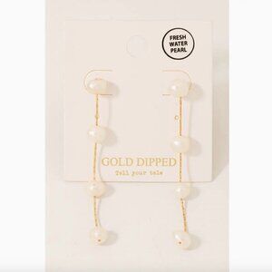 GOLD DIPPED FRESH WATER PEARL DANGLE EARRINGS